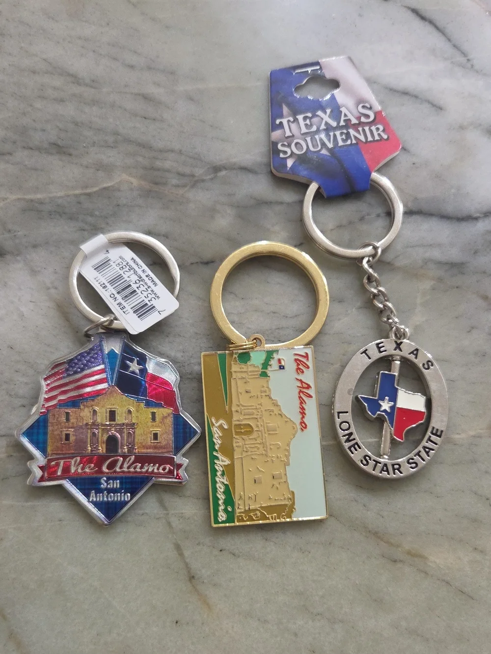 Texas Souvenir Alamo Keychain Lot - Red, Blue, Gold